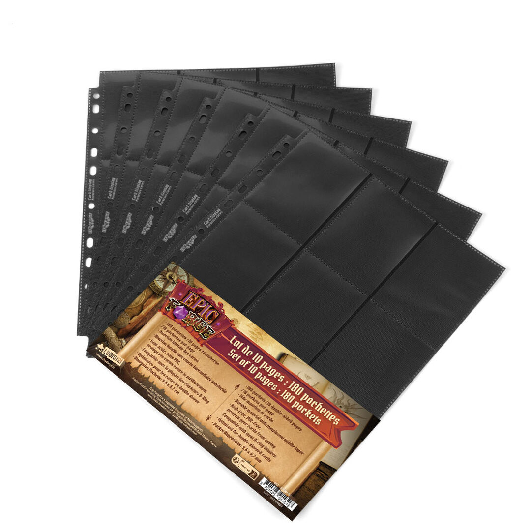 Pack 10 Feuilles Rangement Cartes | Epic Forge | Noir
